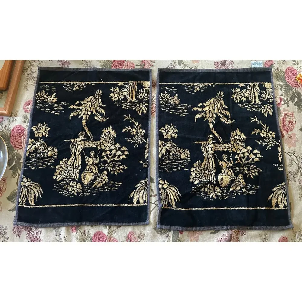 Vintage Set Besana Italy Italian  Cotton Viscose 2 Hand Towels
